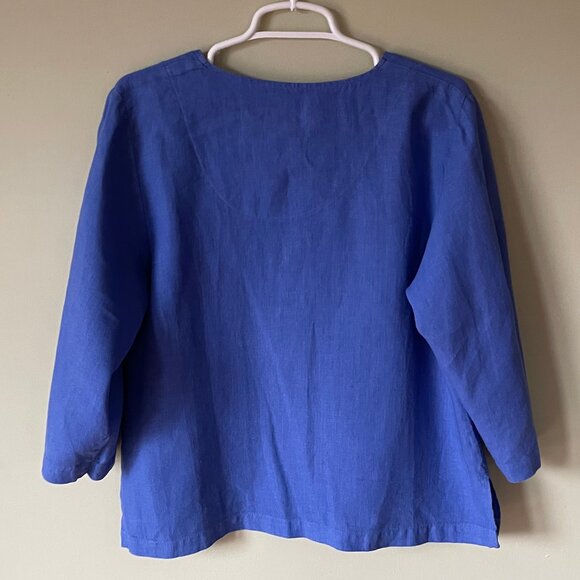 Women's 100% Linen Lilac 3/4 Sleeve Pullover Top (S) - Picture 6 of 12